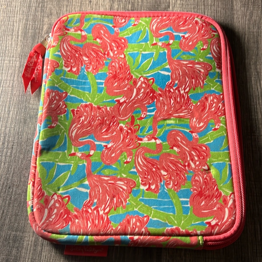 Lilly Pulitzer Flamingo Print Tablet Sleeve Size 10.5”x8.25”